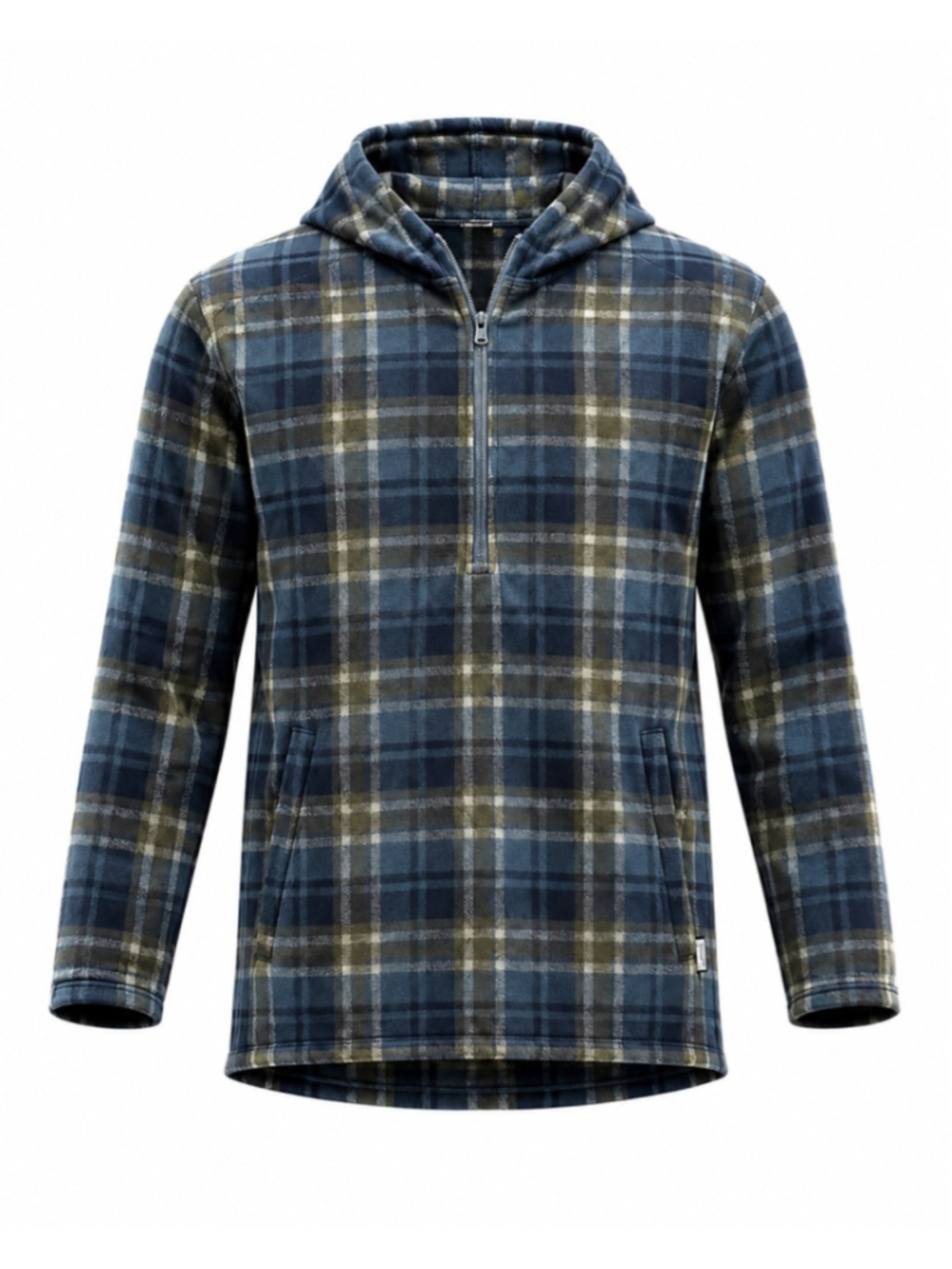 Men's O'Neill Plaid Fleece Hoodie XXL Blue Green